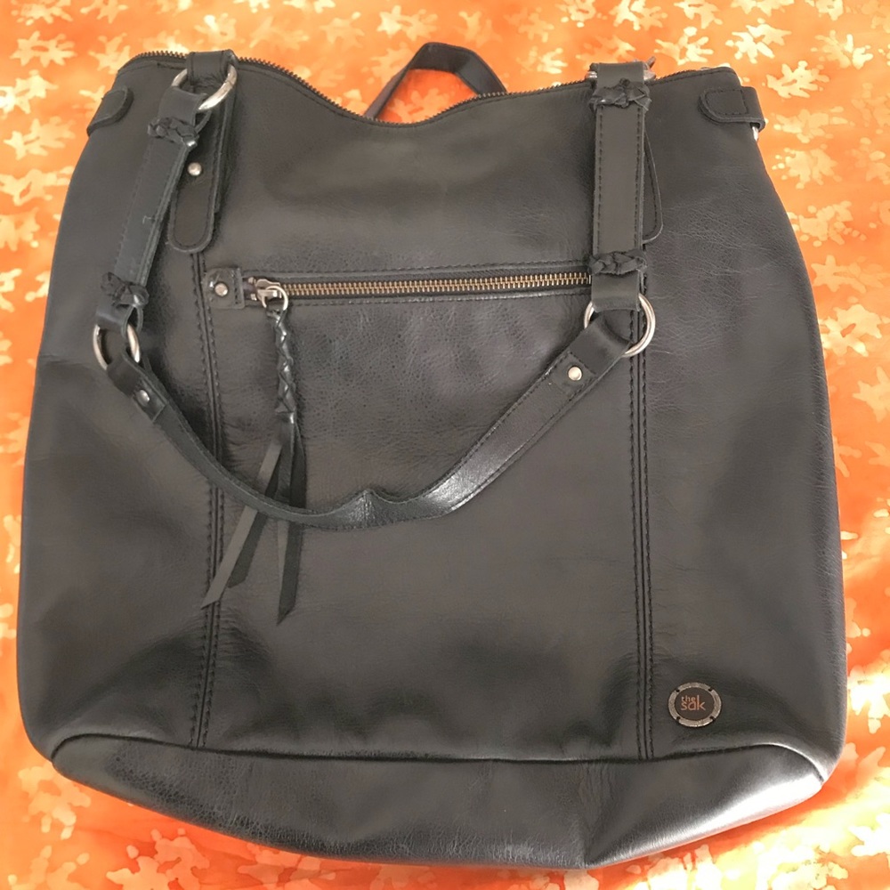 EUC The Sak Large Black Leather Tote.